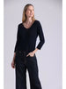 MINNIE ROSE  Rolled Trim V Neck