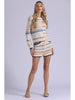 MINNIE ROSE  Textured Mix Stripe Crew