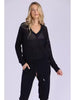 MINNIE ROSE  Solid Mesh V Neck