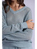 MINNIE ROSE  Solid Mesh V Neck